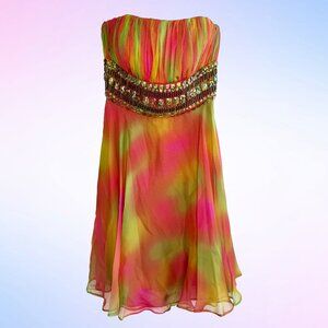 Jovani Neon Watercolor Dress